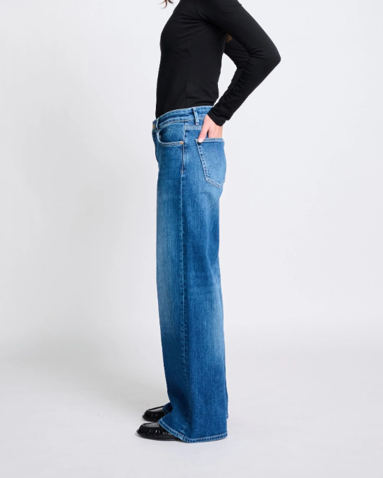 JEAN H CODY STRAIGHT WIDE LEG DARK BLUE ~ RED