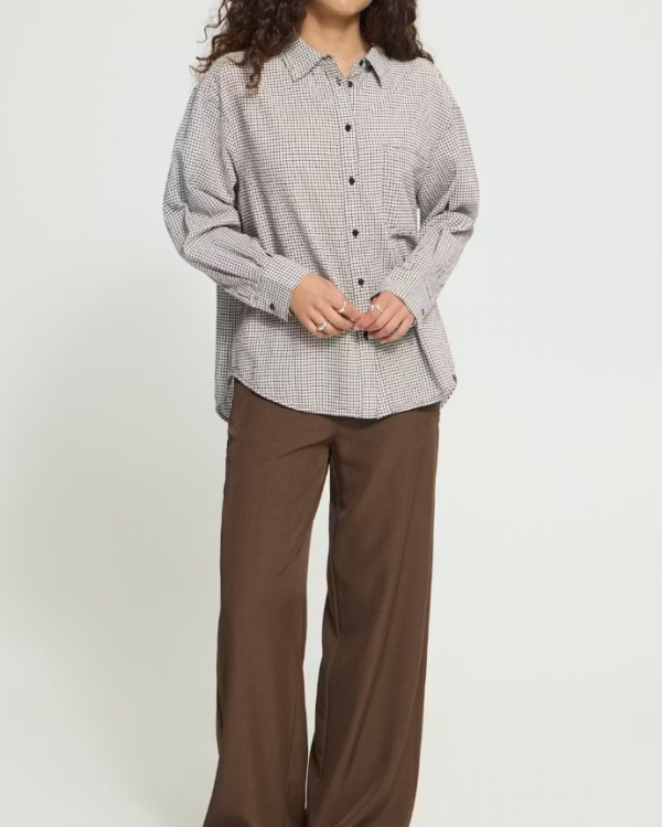 CHEMISE FEJA SH CHICORY COFFEE CHECK ~ ICHI