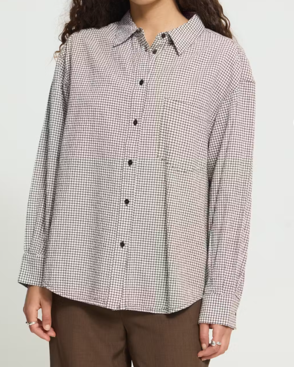 CHEMISE FEJA SH CHICORY COFFEE CHECK ~ ICHI