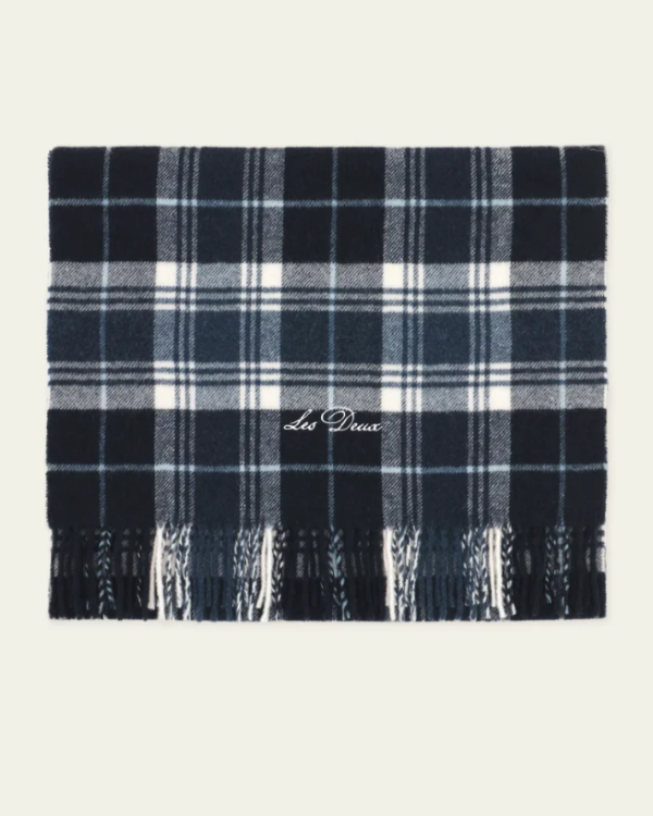 ECHARPE SIGNATURE CHECK DARK NAVY ~ LES DEUX