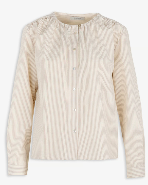 BLOUSE PEACHY BROWN STRIPES ~ JC SOPHIE