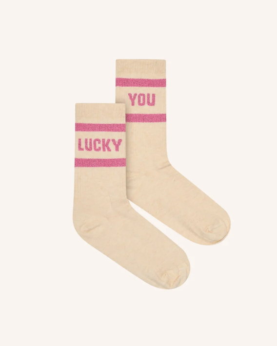 CHAUSSETTES LOGO SPARKLE OYSTER ASH ROSE ~ BY
