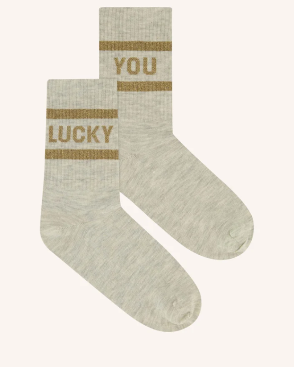 CHAUSSETTES LUCKY SPARKLE GREY GOLD ~ BY BAR