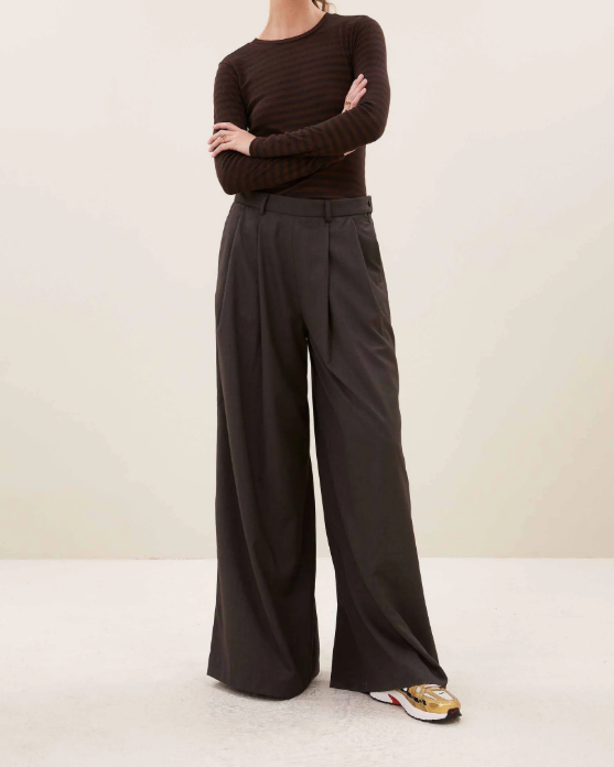 TOP BASIC LS MELANGE STRIPE COFFEE BEAN ~ BY 