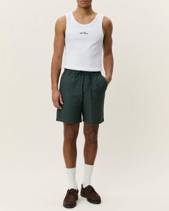 SHORT CHECK SEERSUCKER GREEN - LES DEUX