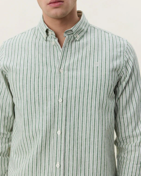 CHEMISE STRIPE COTTON LINEN GREEN - LES DEUX