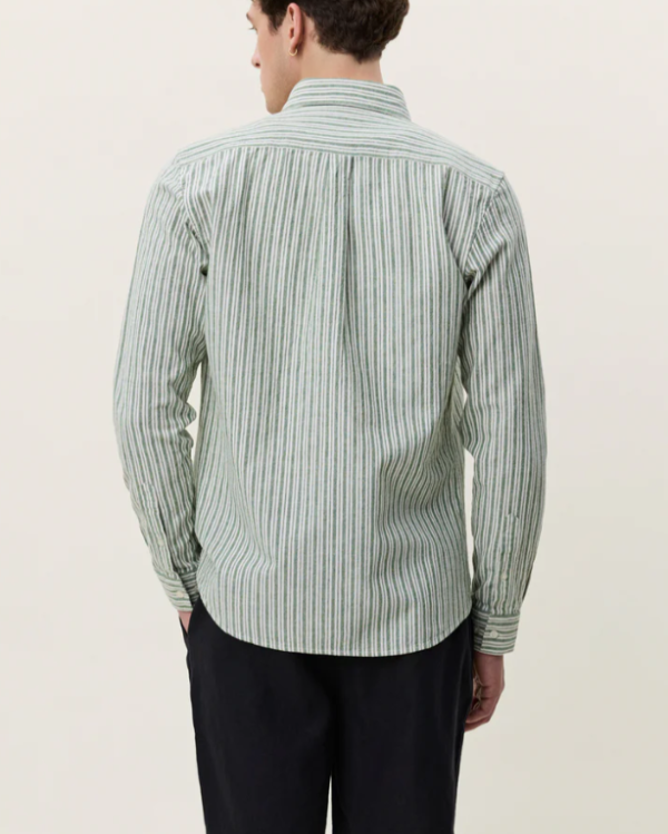 CHEMISE STRIPE COTTON LINEN GREEN - LES DEUX