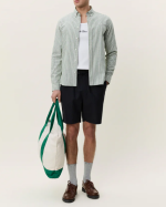 CHEMISE STRIPE COTTON LINEN GREEN - LES DEUX