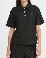 BLOUSE KATE GLEAM SS BLACK ~ ICHI