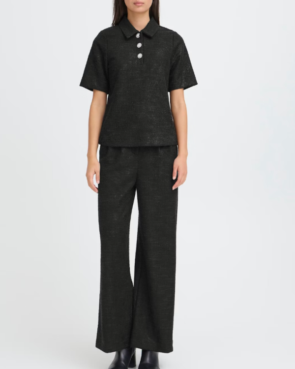 BLOUSE KATE GLEAM SS BLACK ~ ICHI