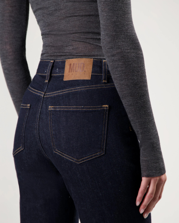 JEAN MAMS HIGH TAPERED STRONG BLUE ~ MUD