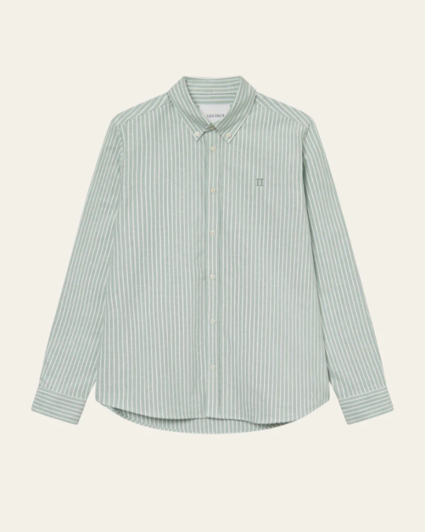 CHEMISE KONRAD STRIPED OXFORD GREEN - LES DEU
