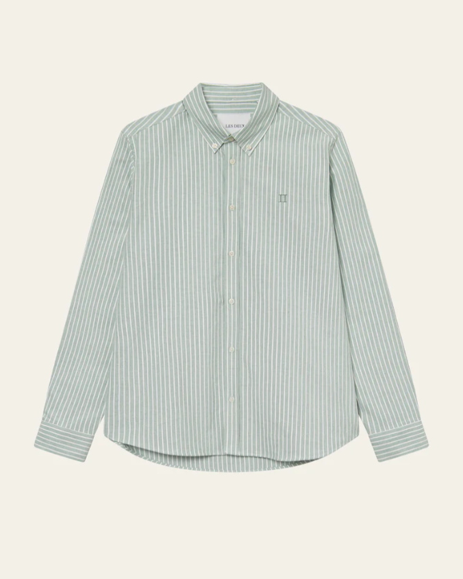 CHEMISE KONRAD STRIPED OXFORD GREEN - LES DEU