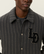 MANTEAU VARSITY PINSTRIPE WOOL GREY - LES DEU