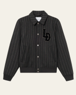 MANTEAU VARSITY PINSTRIPE WOOL GREY - LES DEU