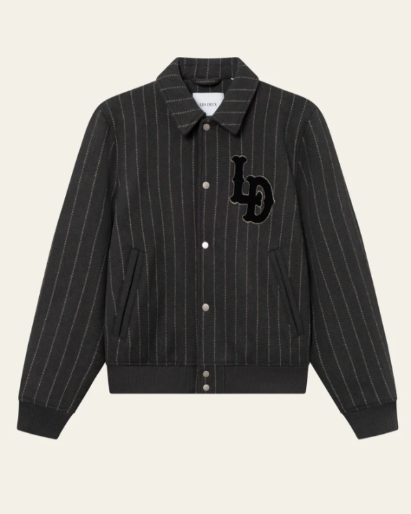 MANTEAU VARSITY PINSTRIPE WOOL GREY - LES DEU