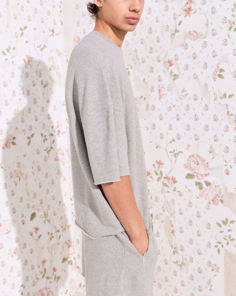 SWEAT MNYZ03B GRIS CHINÉ ~ AMERICAN VINTAGE