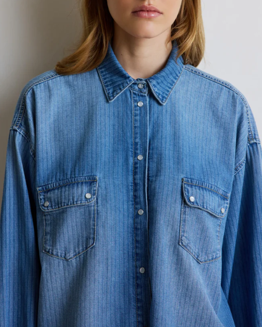 CHEMISE KAITLINE LIGHT STRIPE DENIM~ HOD