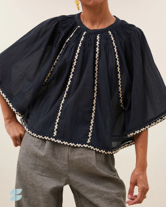 BLOUSE EMMI CHARCOAL ~ BY BAR