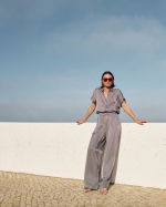 BLOUSE BARLEY JET BLACK STRIPE ~ BY BAR