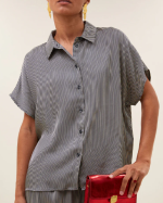 BLOUSE BARLEY JET BLACK STRIPE ~ BY BAR