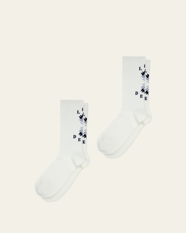 CHAUSSETTE LOGO FLOWER WHITE ~ LES DEUX