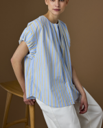 BLOUSE LEONIE LIGHT BLUE/YELLOW ~ JC SOPHIE