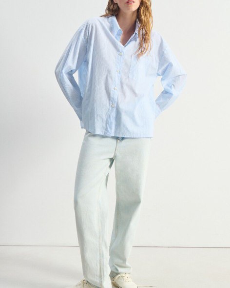 CHEMISE ELU06A RAYURES BLEU - AMERICAN VINTAG