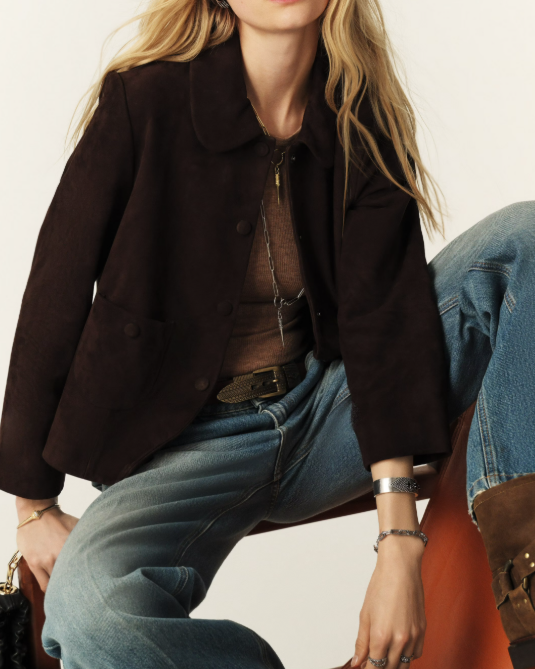 VESTE EN CUIR MILAS CHOCOLAT - BASH