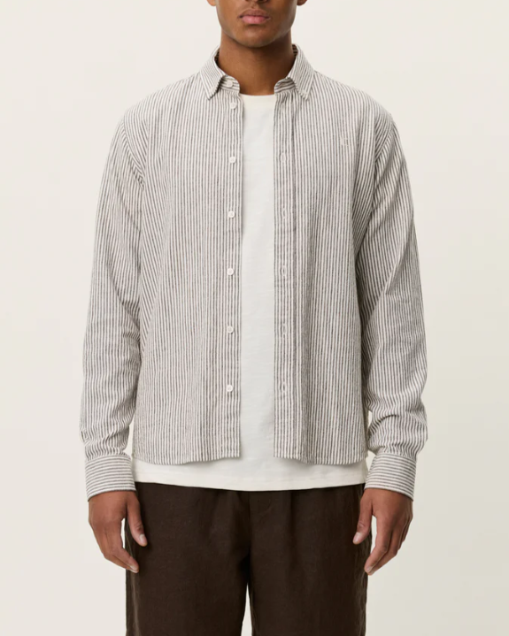 CHEMISE KONRAD STRIPE TEAK BROWN ~ LES DEUX