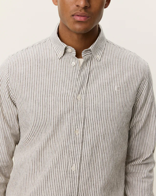 CHEMISE KONRAD STRIPE TEAK BROWN ~ LES DEUX