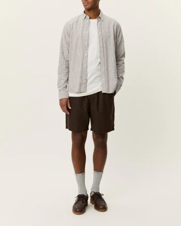 CHEMISE KONRAD STRIPE TEAK BROWN ~ LES DEUX