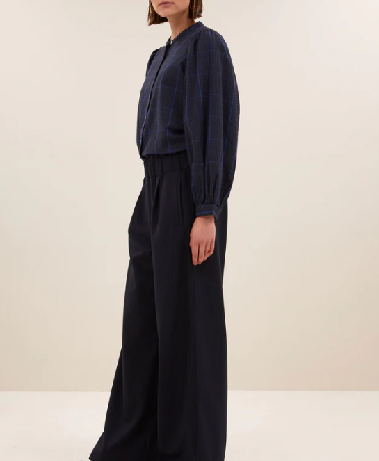 BLOUSE RIKKI BLUE CHECK ~ BY BAR