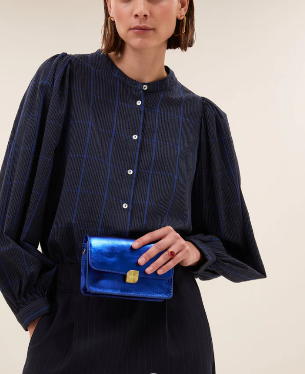 BLOUSE RIKKI BLUE CHECK ~ BY BAR