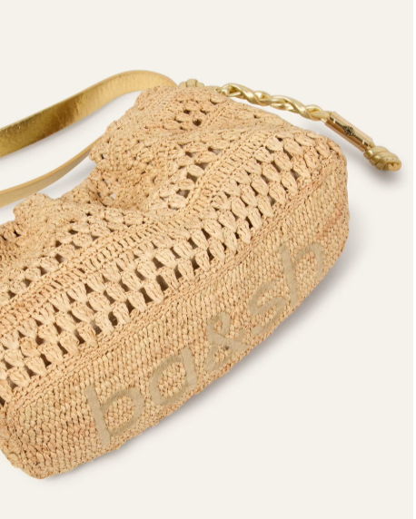 SAC RAFFIA LAMINATED JUNE CHAMPAGNE ~  BASH