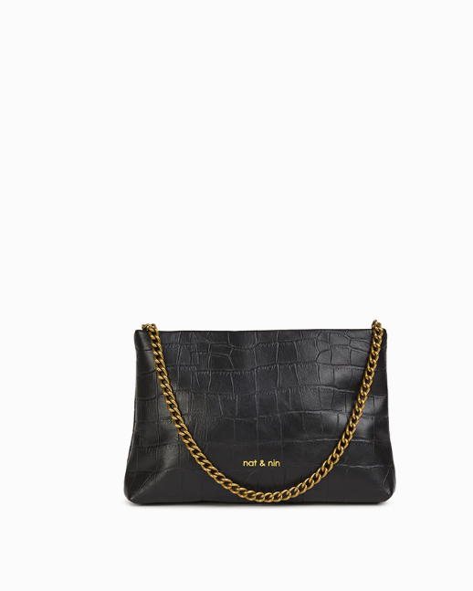POCHETTE MOLLY CROC NOIR ~ NAT& NIN