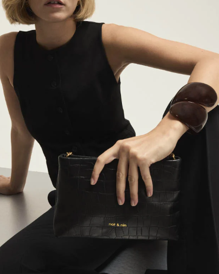 POCHETTE MOLLY CROC NOIR ~ NAT& NIN